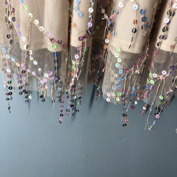 Southern Fried Chics Mini Dress Womens XL  Beige Shimmy For Me Mesh Sequins - Picture 7 of 16